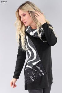 Cowl Neck Long Sleeve Tunic by Michael Tyler (AVAILABLE IN PLUS SIZES)