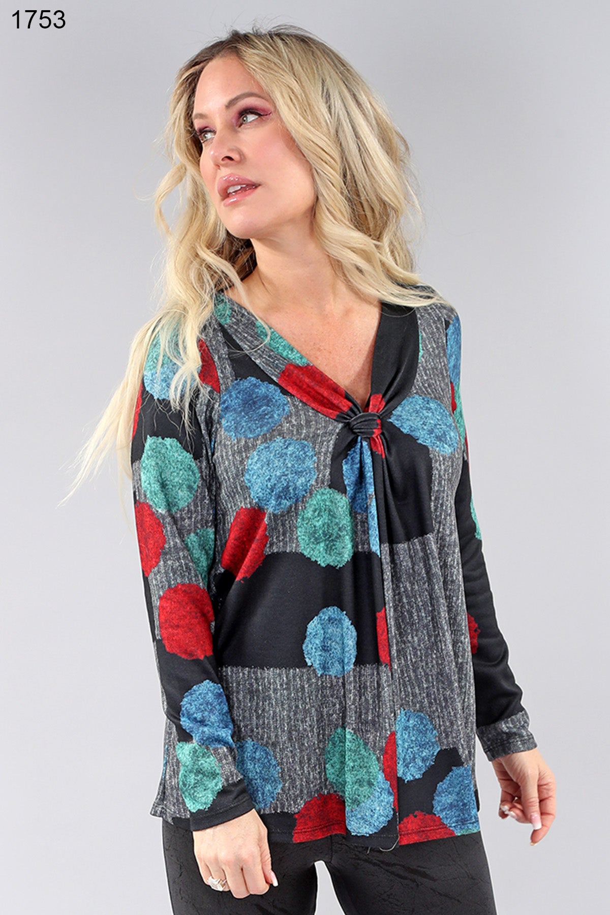 Long Sleeve Top with Knot by Michael Tyler (AVAILABLE IN PLUS SIZES)