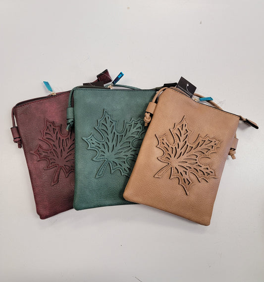 Maple Leaf Crossbody Faux Leather Purse