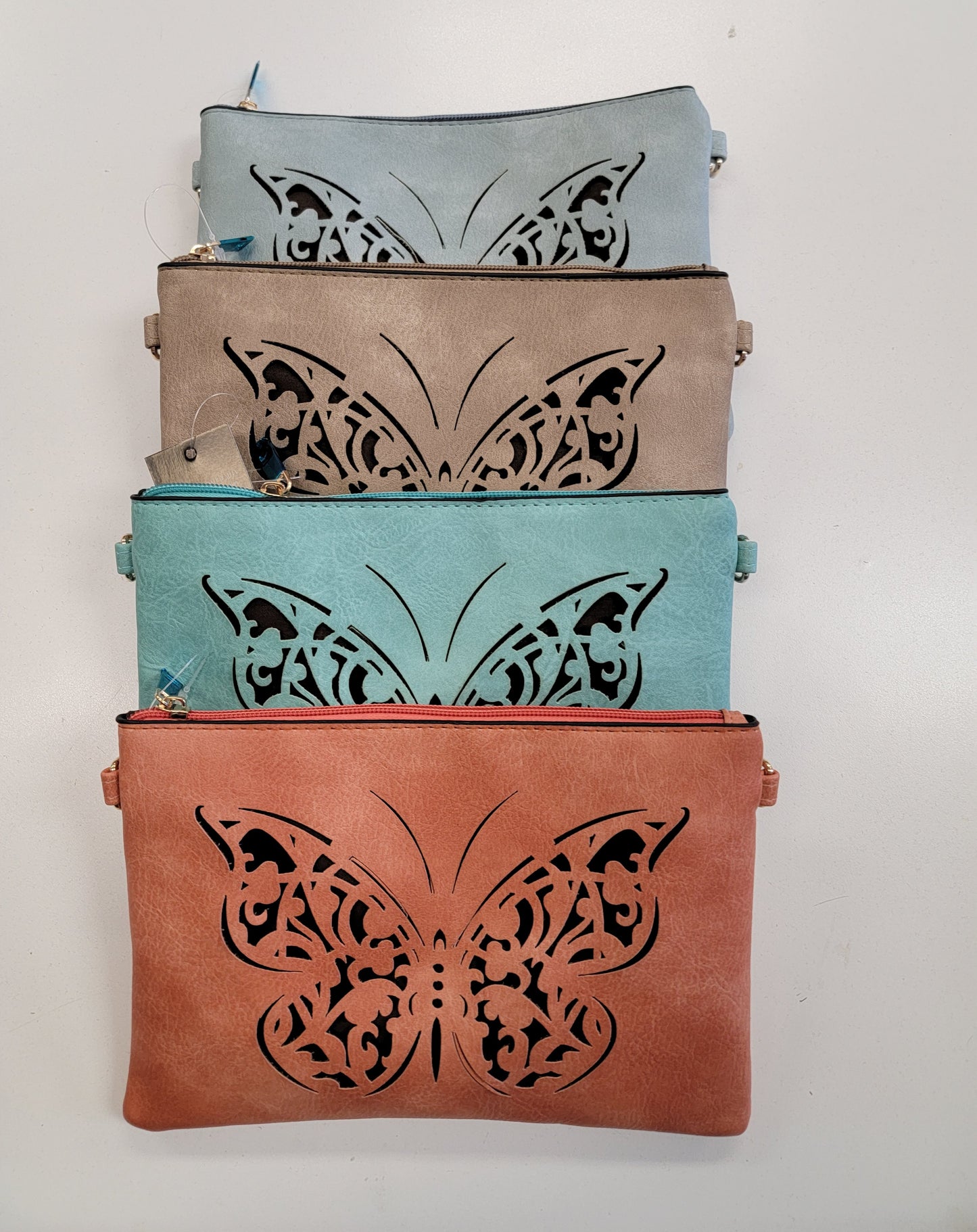 Horizontal Butterfly Crossbody Faux Leather Purse