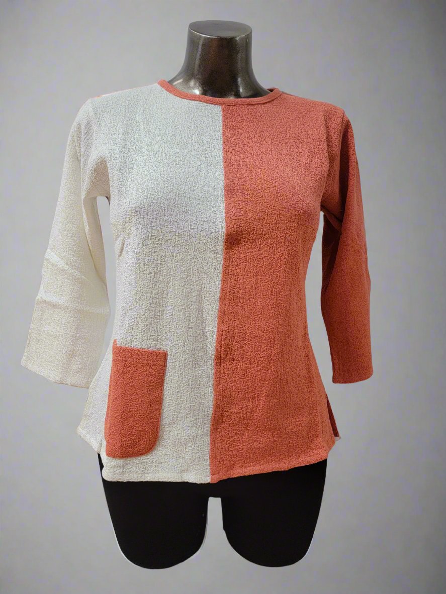 Textured Coral Top by Parsley and Sage (AVAILABLE IN PLUS SIZES)