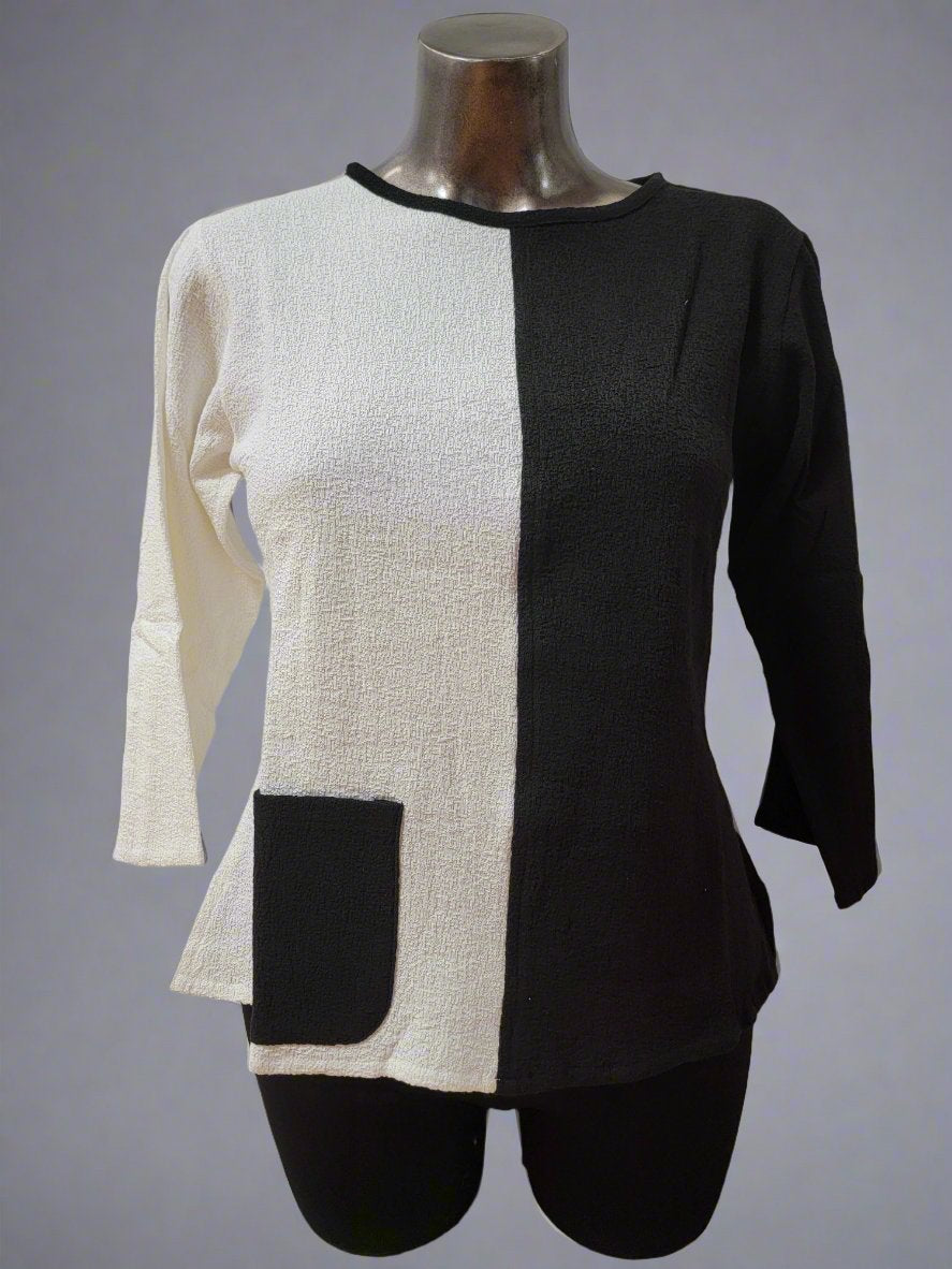 Textured Black/White Top by Parsley and Sage (AVAILABLE IN PLUS SIZES)