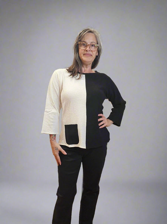 Textured Black/White Top by Parsley and Sage (AVAILABLE IN PLUS SIZES)