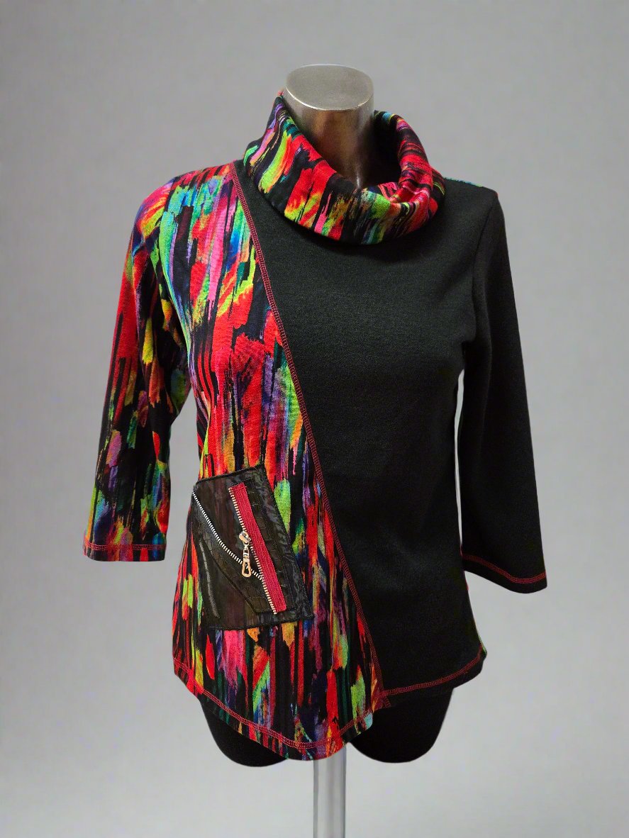 Multi Coloured Cowl Neck Top by Modes Crystal