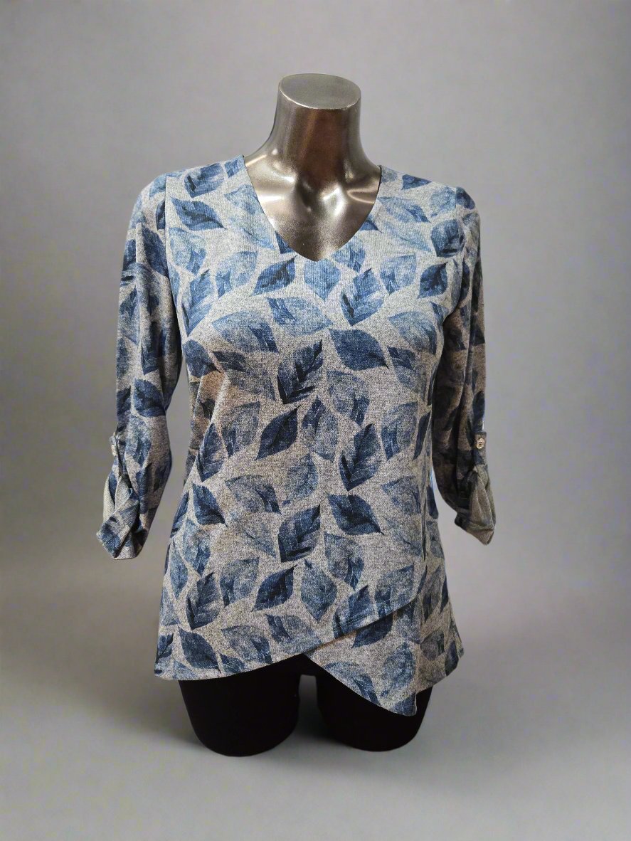 Denim Leaf Top by Modes Crystal