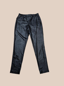 Faux Leather Black Pants by Modes Crystal