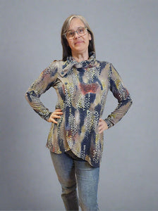 Navy/Tan Patterned Tunic by Pure Essence