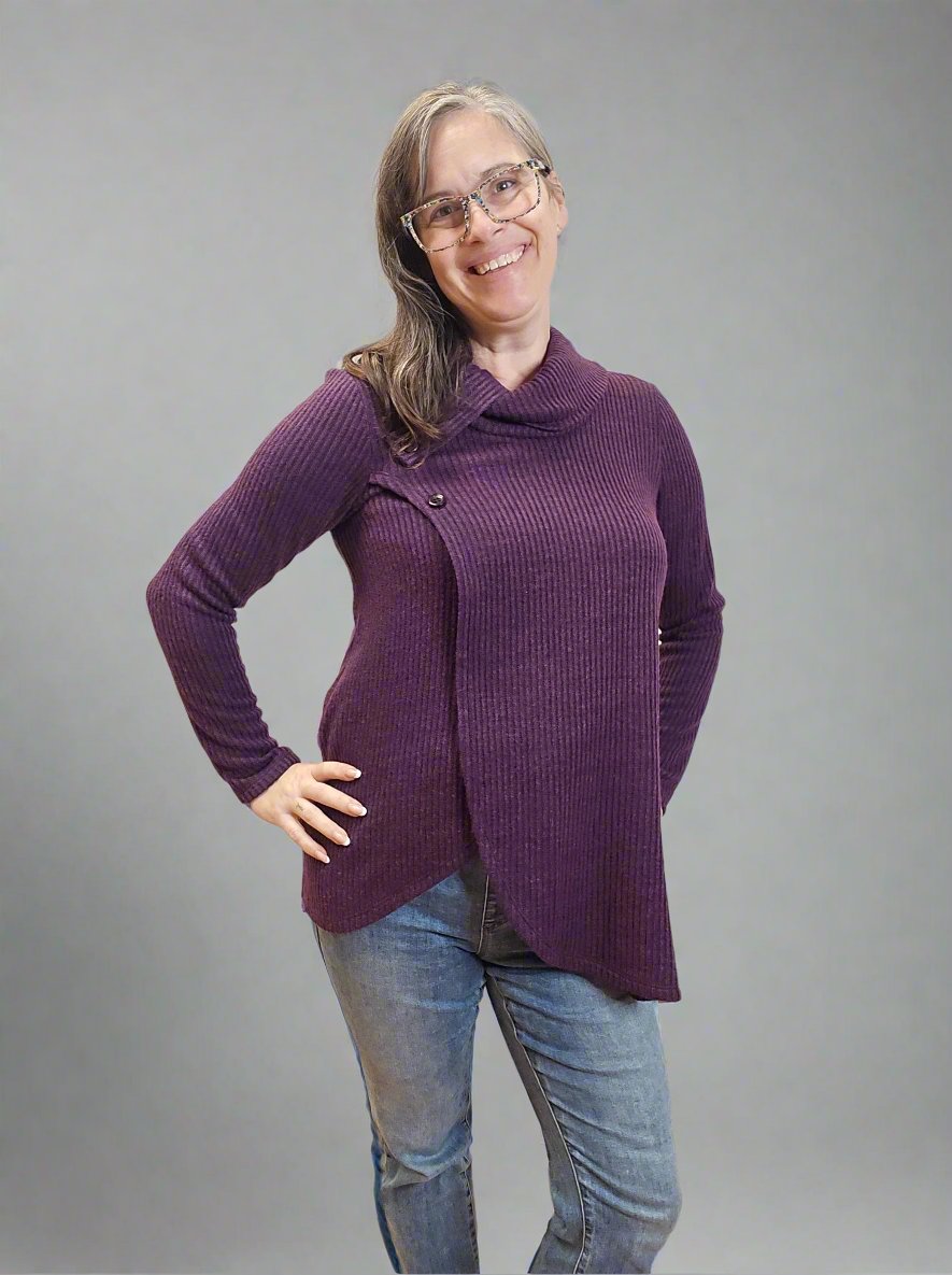 Grape Cowl Neck Top by Pure Essence