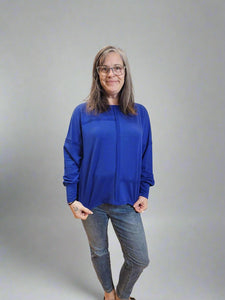 Blue Boat Neck Top in Blue by Pure Essence