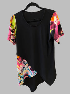 Asymmetrical Abstract Patterned Tunic by Black Labb