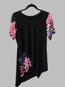 Asymmetrical Floral Patterned Tunic by Black Labb