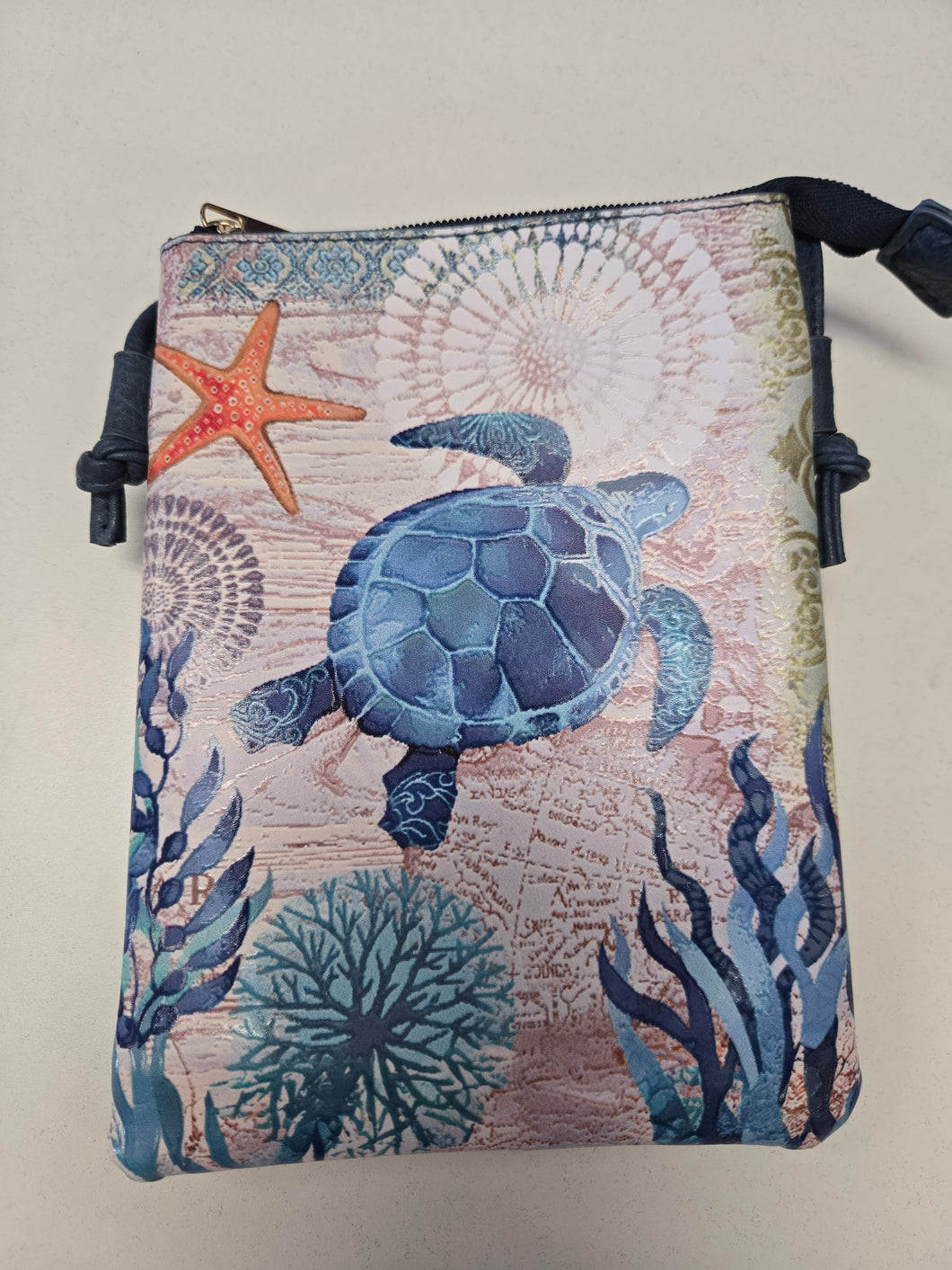 Sea Turtle Faux Leather Painted Purse