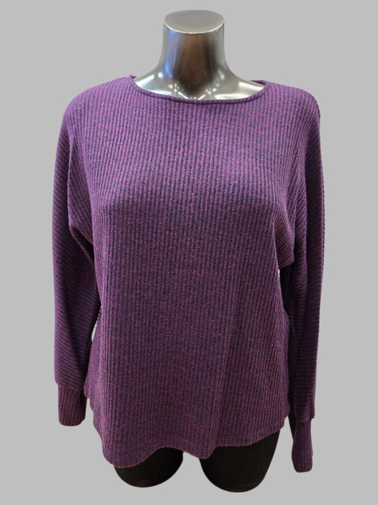 Purple Ribbed Top by Pure Essence