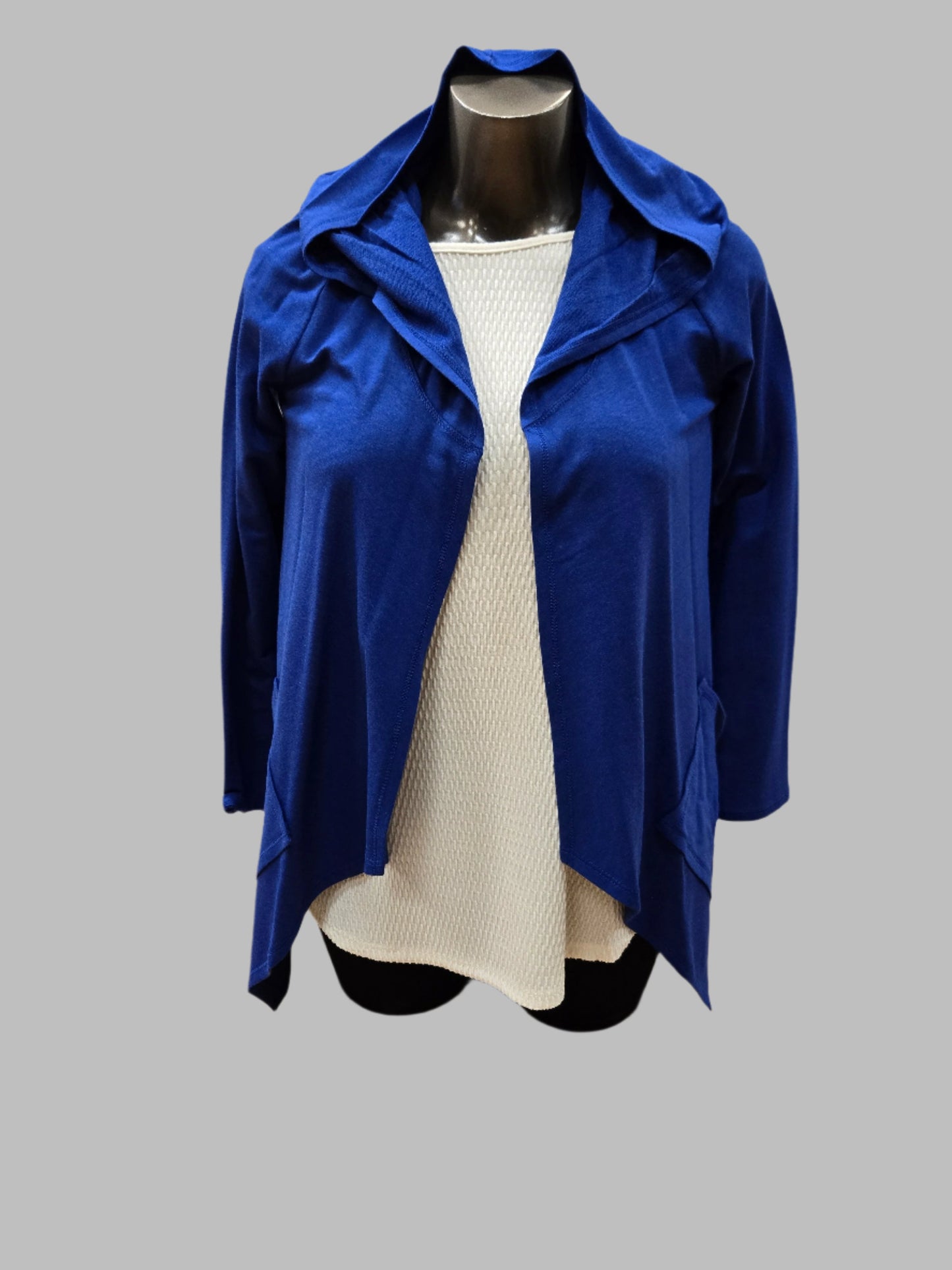 Cobalt Blue Open Jacket with Hood by Pure Essence