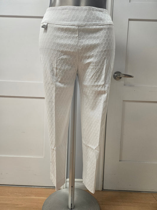 White Honeycomb Slim Ankle Pant