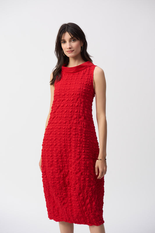 Textured Woven Sleeveless Cocoon Dress