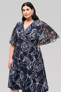 Floral Print Silky Knit and Chiffon Dress by Joseph Ribkoff (available in plus sizes)