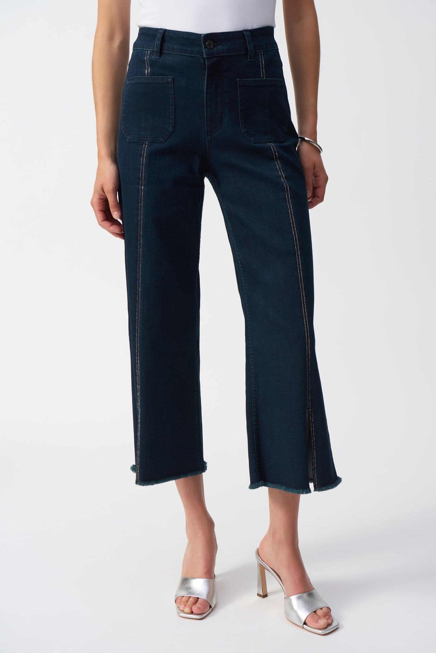 Culotte Jean With Embellished Front Seam