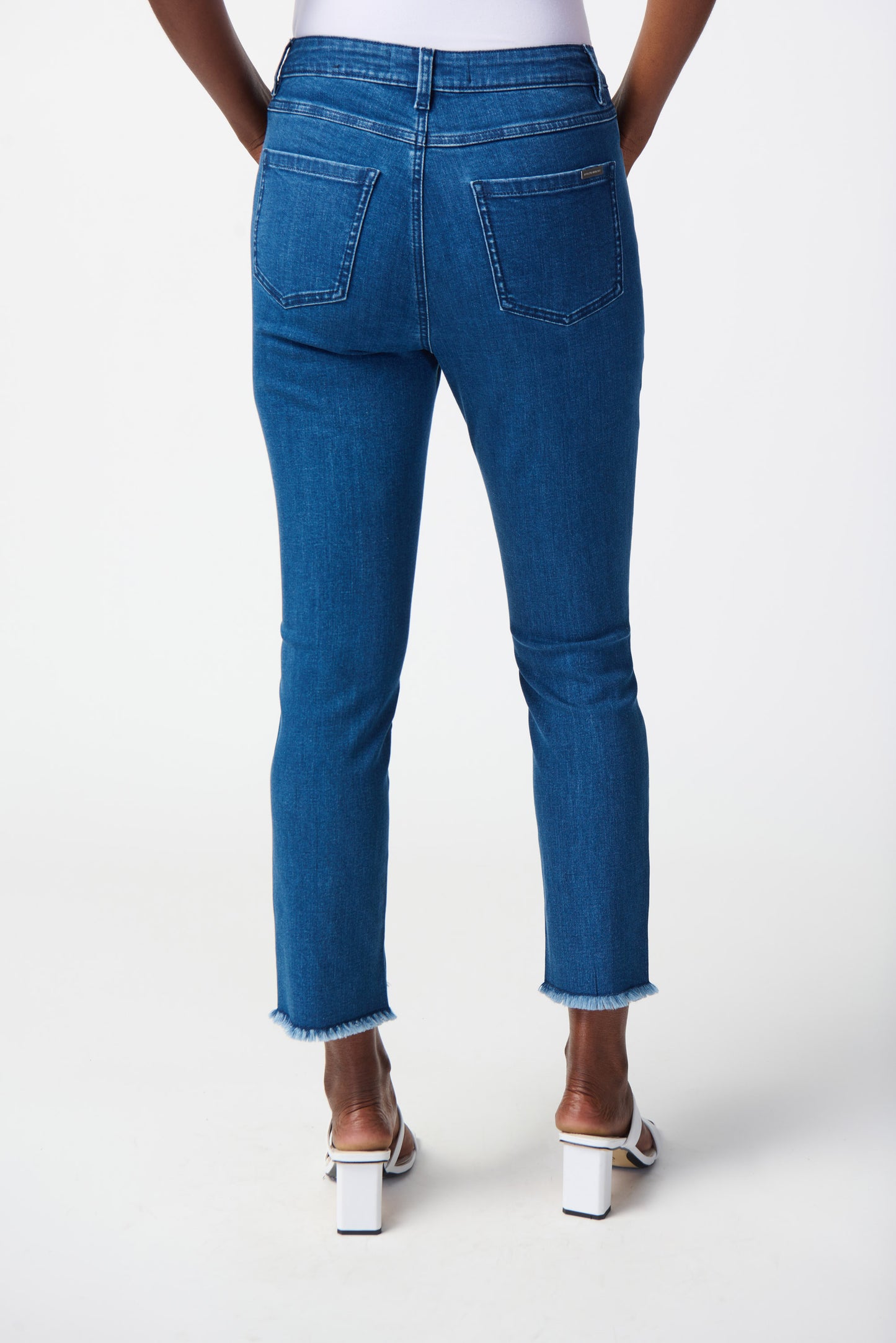 Slim Crop Jeans with Embellished Hem by Joseph Ribkoff (available in plus sizes)