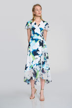 Load image into Gallery viewer, Silky Knit And Chiffon Floral Wrap Dress by Joseph Ribkoff (available in plus sizes)
