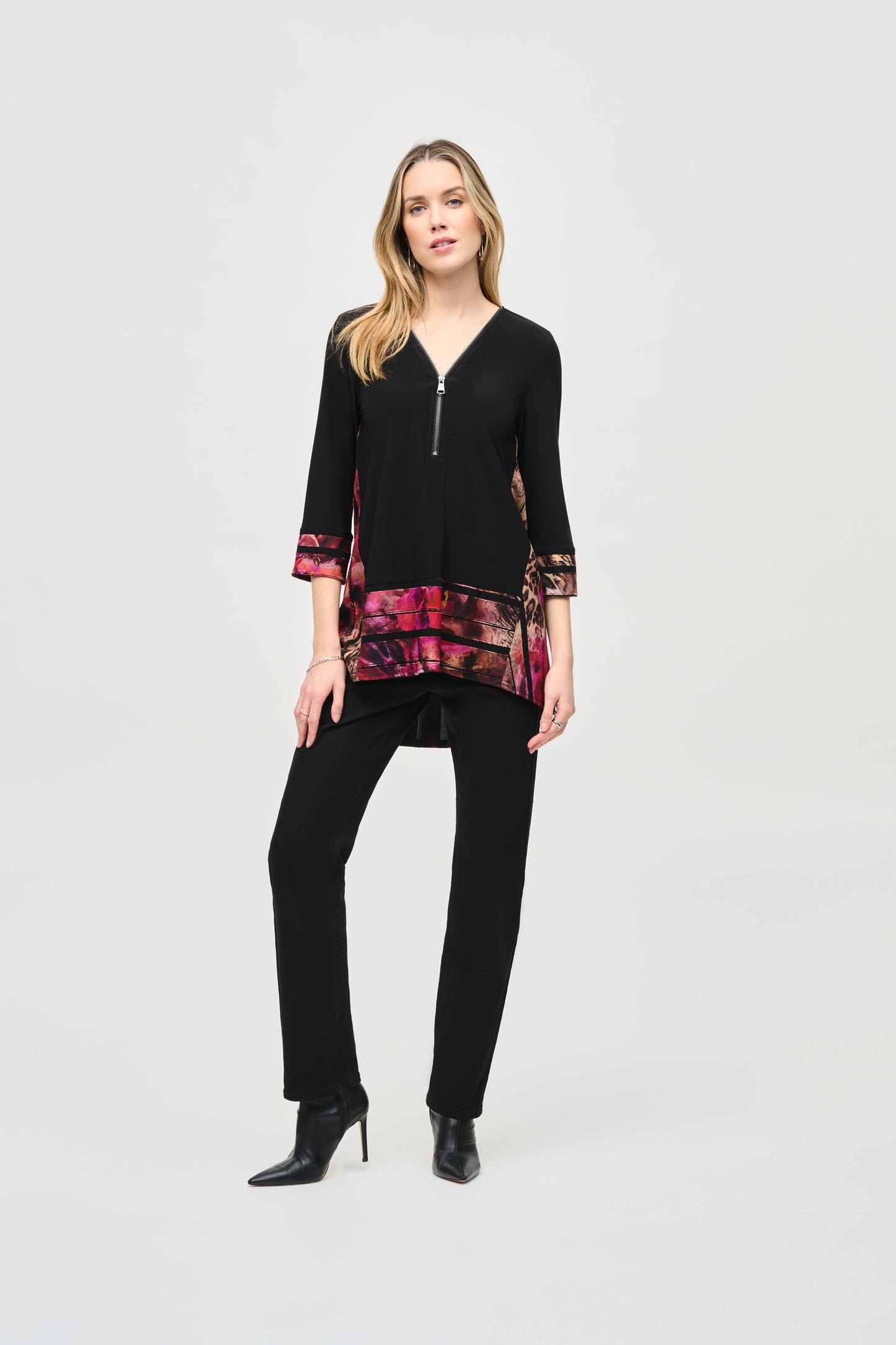 Silky Knit With Abstract Burnout Tunic by Joseph Ribkoff