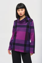 Load image into Gallery viewer, Plaid Jacquard Cowl Neck Sweater by Joseph Ribkoff
