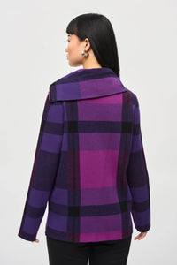 Plaid Jacquard Cowl Neck Sweater by Joseph Ribkoff