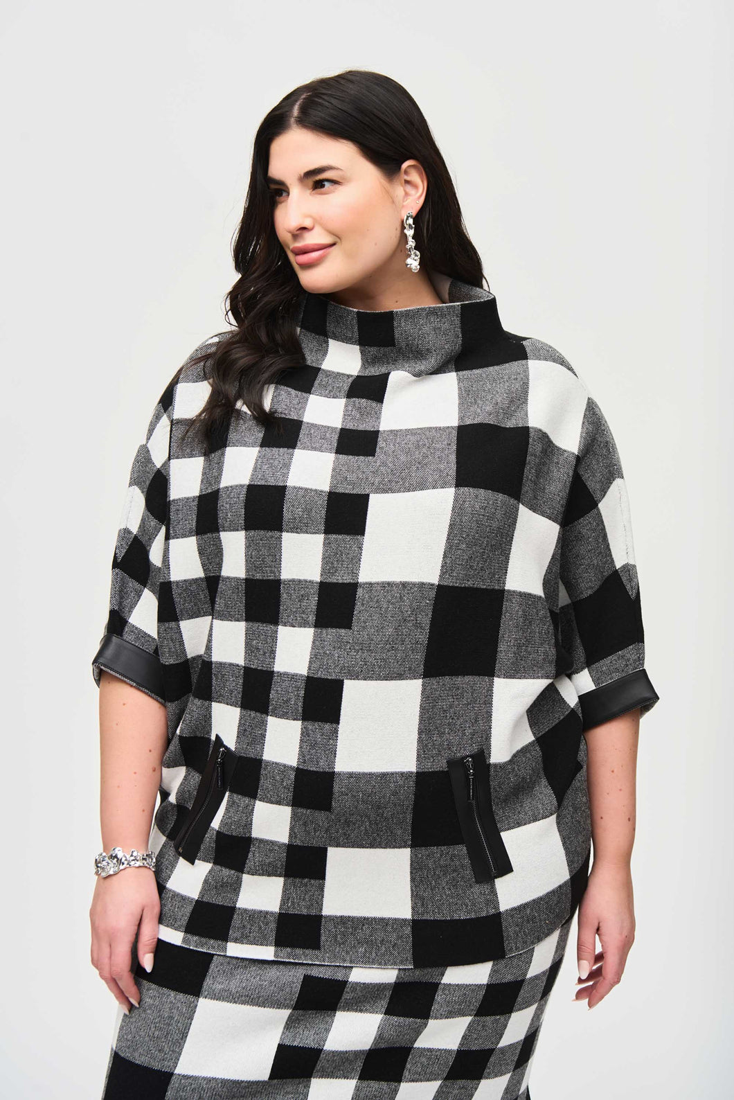 Plaid Jacquard Knit Sweater by Joseph Ribkoff