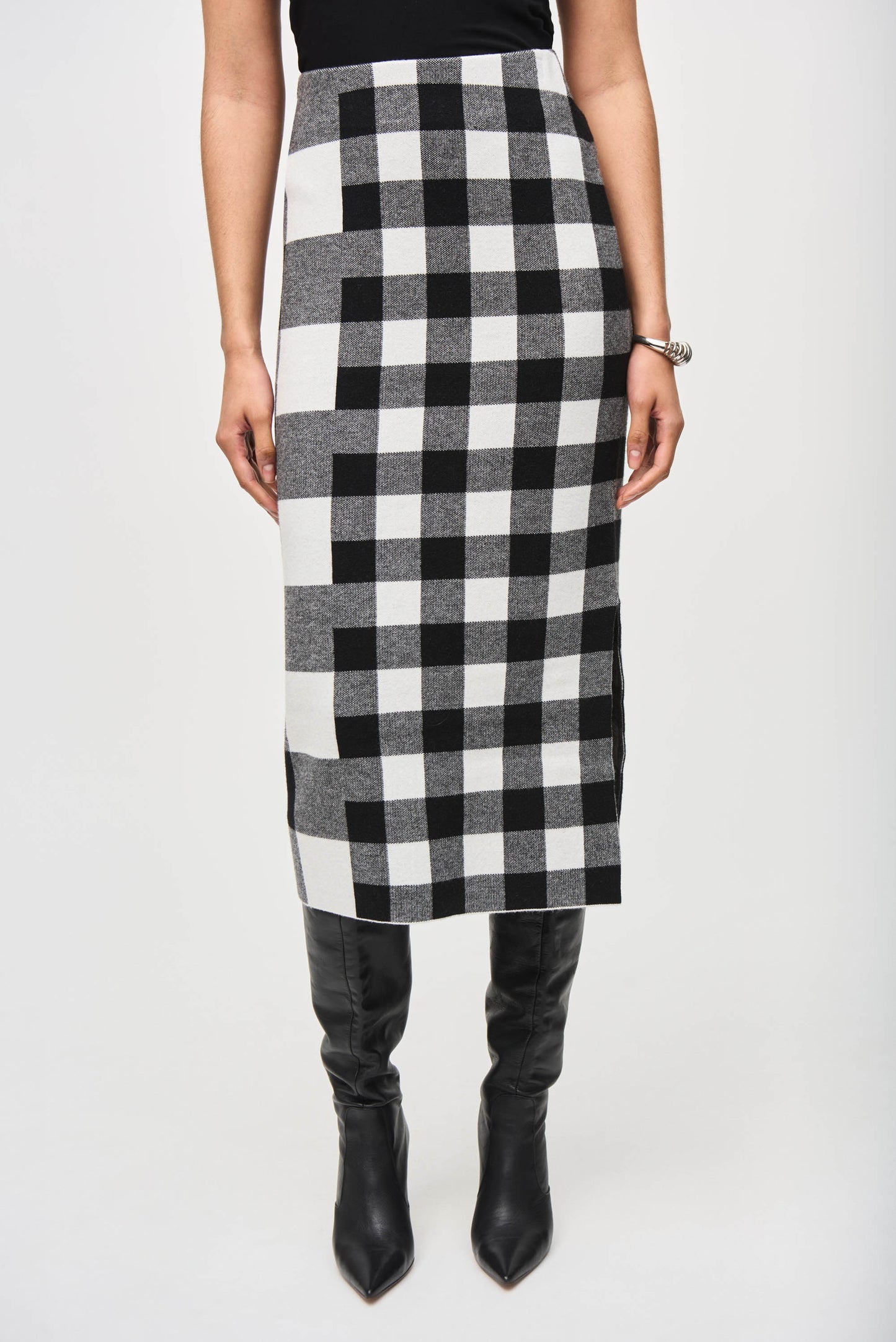 Plaid Jacquard Knit Skirt by Joseph Ribkoff (available in plus sizes)