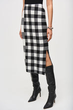 Load image into Gallery viewer, Plaid Jacquard Knit Skirt by Joseph Ribkoff (available in plus sizes)
