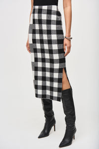 Plaid Jacquard Knit Skirt by Joseph Ribkoff (available in plus sizes)