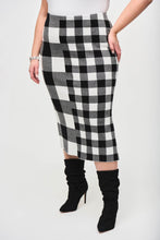 Load image into Gallery viewer, Plaid Jacquard Knit Skirt by Joseph Ribkoff (available in plus sizes)
