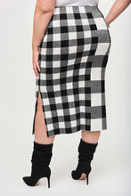 Load image into Gallery viewer, Plaid Jacquard Knit Skirt by Joseph Ribkoff (available in plus sizes)
