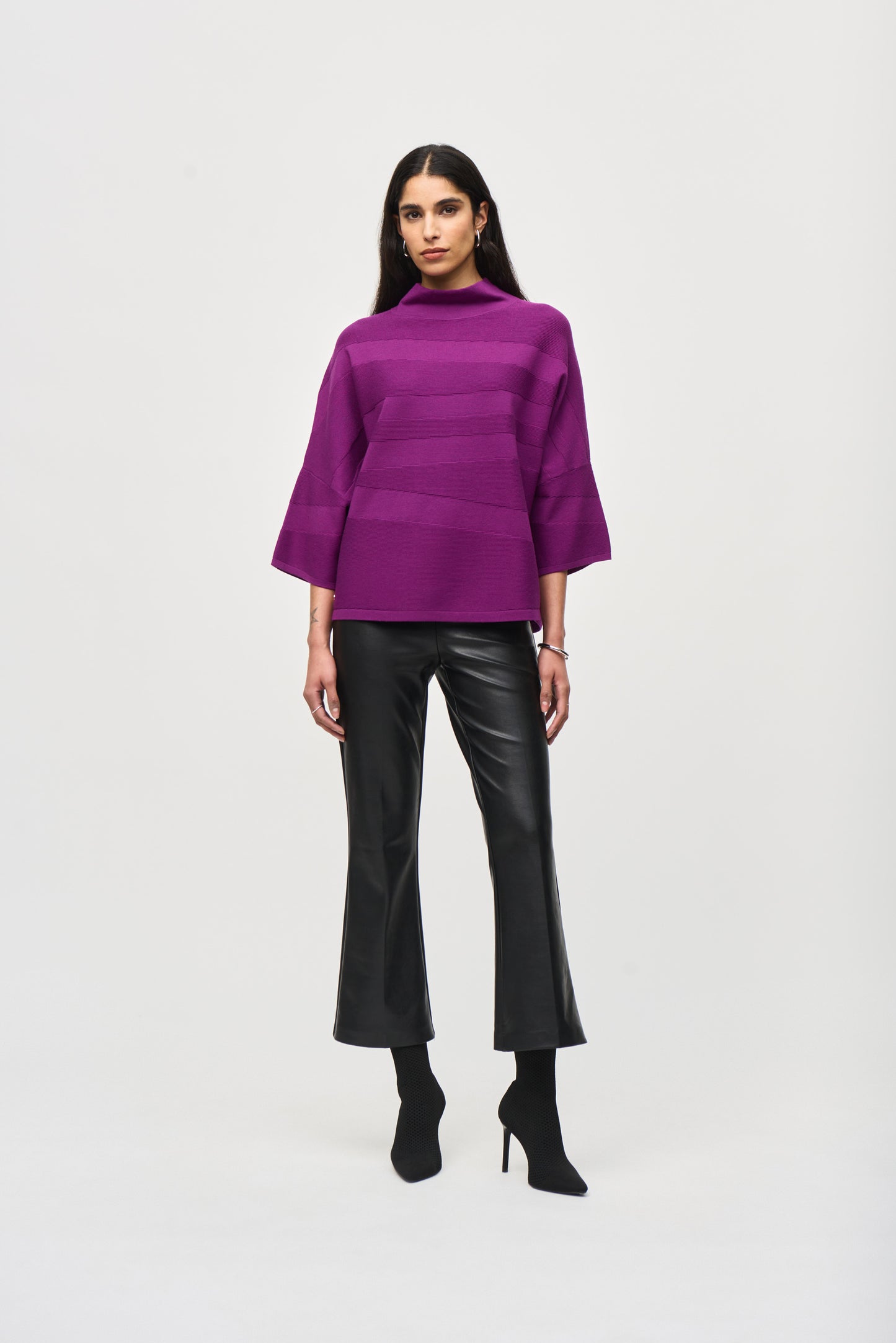 Sweater Knit Mock Neck Boxy Top by Joseph Ribkoff (available in plus sizes)