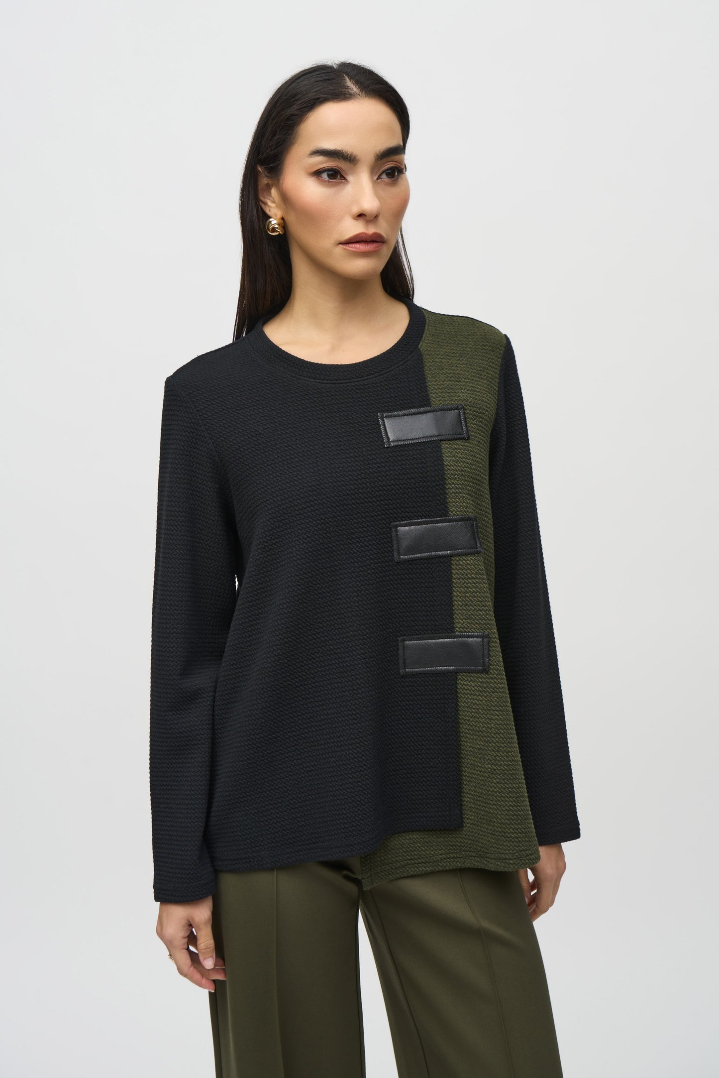 Textured Knit Color Block Boxy Tunic by Joseph Ribkoff