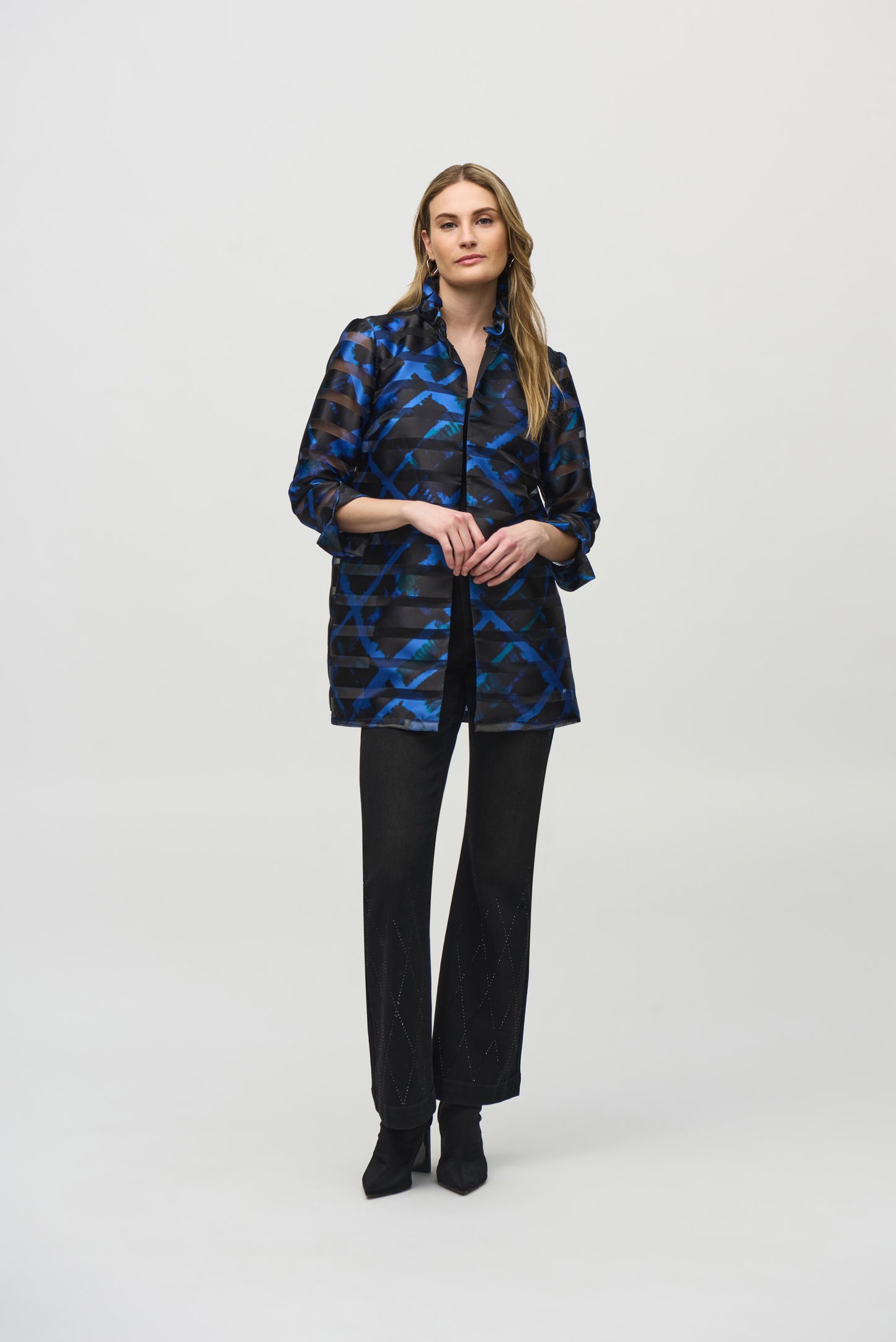 Satin and Organza Plaid Jacket by Joseph Ribkoff (available in plus sizes)