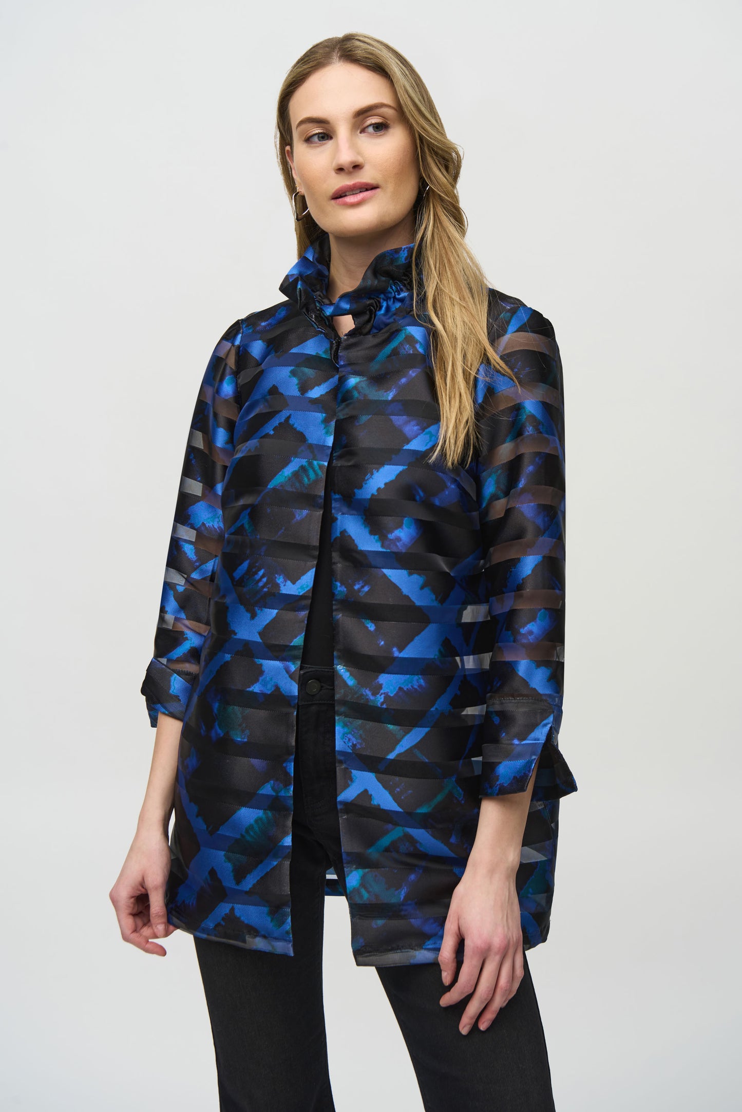 Satin and Organza Plaid Jacket by Joseph Ribkoff (available in plus sizes)