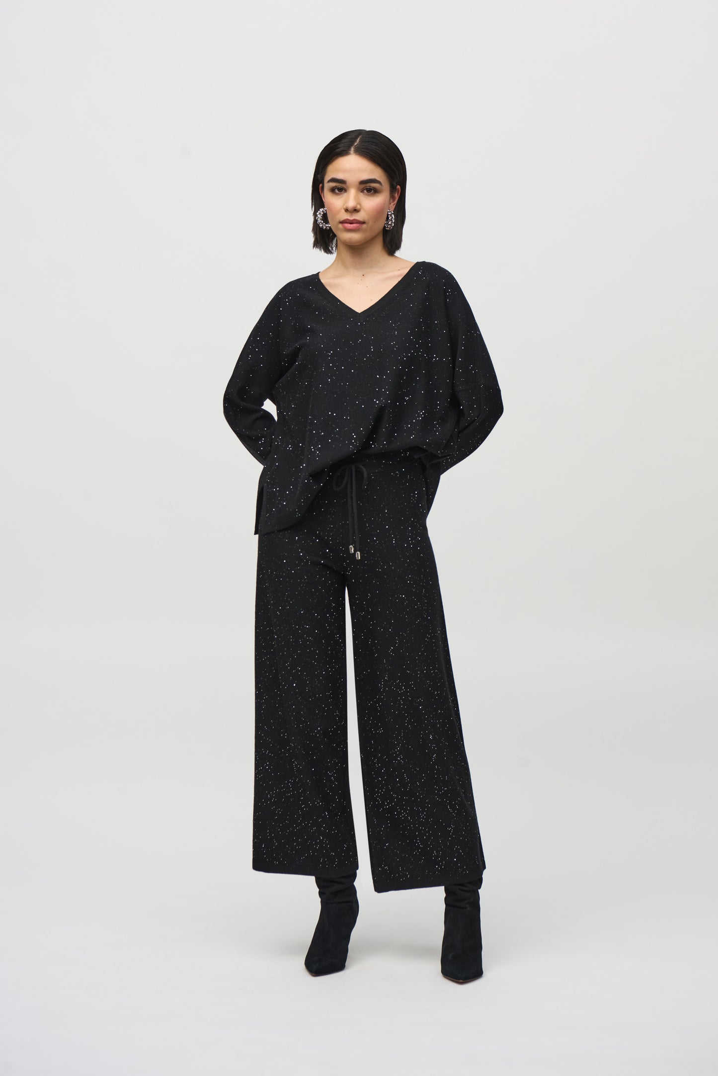 Sequined Sweater Knit Culotte Pants by Joseph Ribkoff (available in plus sizes)