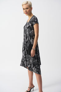 Silky Knit Conversasional Print Cocoon Dress by Joseph Ribkoff (available in plus sizes)