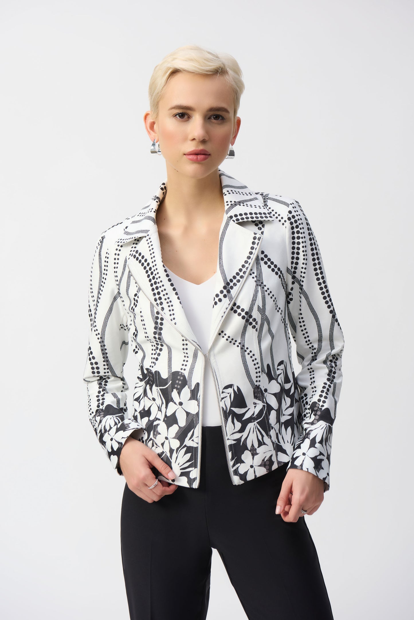 Faux Suede Floral Print Jacket by Joseph Ribkoff (available in plus sizes)