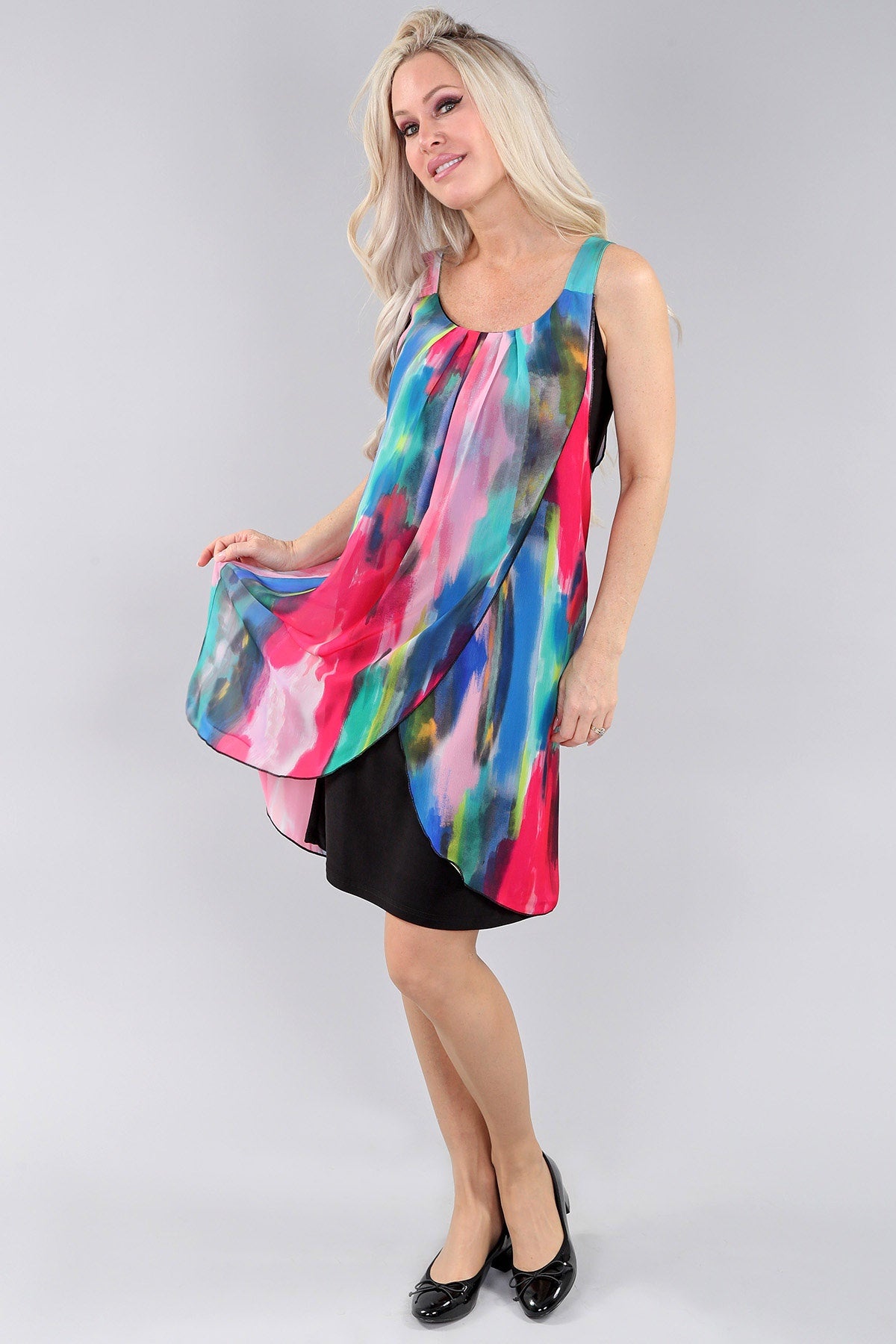 Sleeveless Layered Chiffon Dress