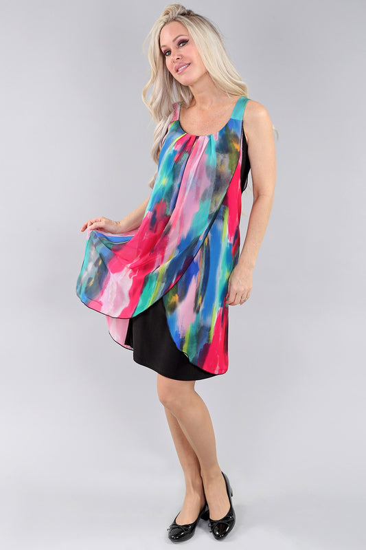 Sleeveless Layered Chiffon Dress