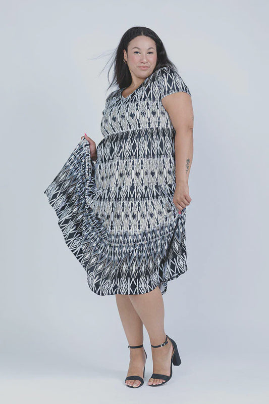 3 Tier Aztec Short Sleeve Dress