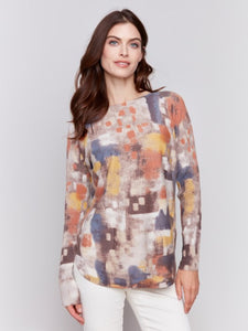 Printed Plush Knit Sweater by Charlie B