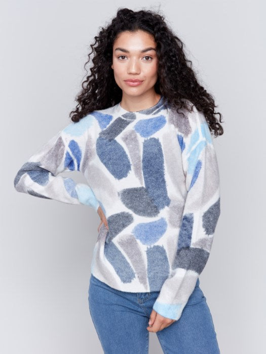 Reversible Printed Sweater in Sapphire by Charlie B