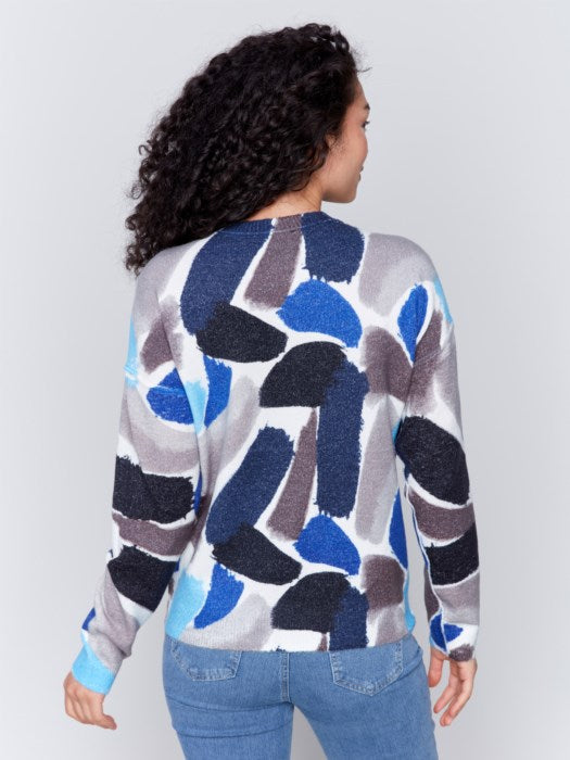 Reversible Printed Sweater in Sapphire by Charlie B