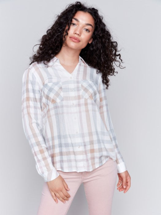 Soft Plaid Button-Down Shirt by Charlie B