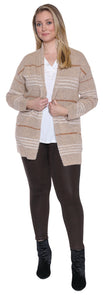 Beige Striped Cardigan by Papa Fashions