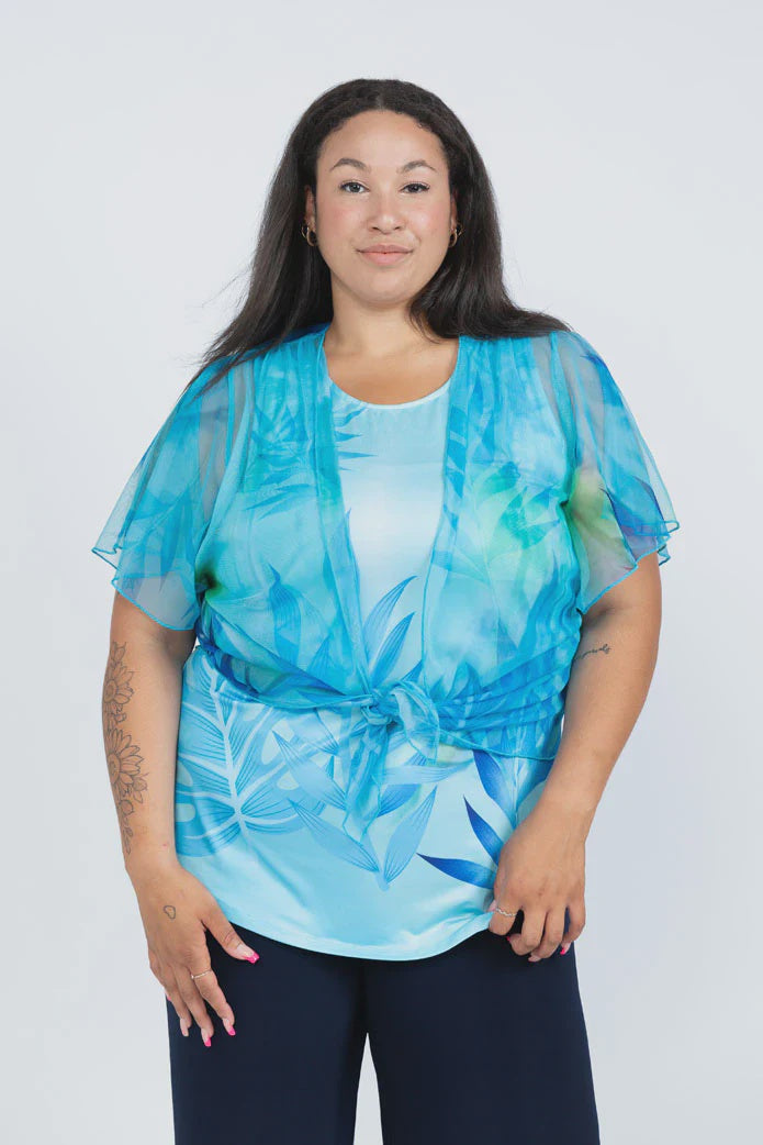 Perfect Ocean Oasis Short Sleeve Mesh Shrug