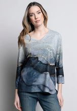 Load image into Gallery viewer, V-Neck Curved Hem Printed Top by Picadilly (available in plus sizes)
